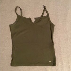 green tank top
